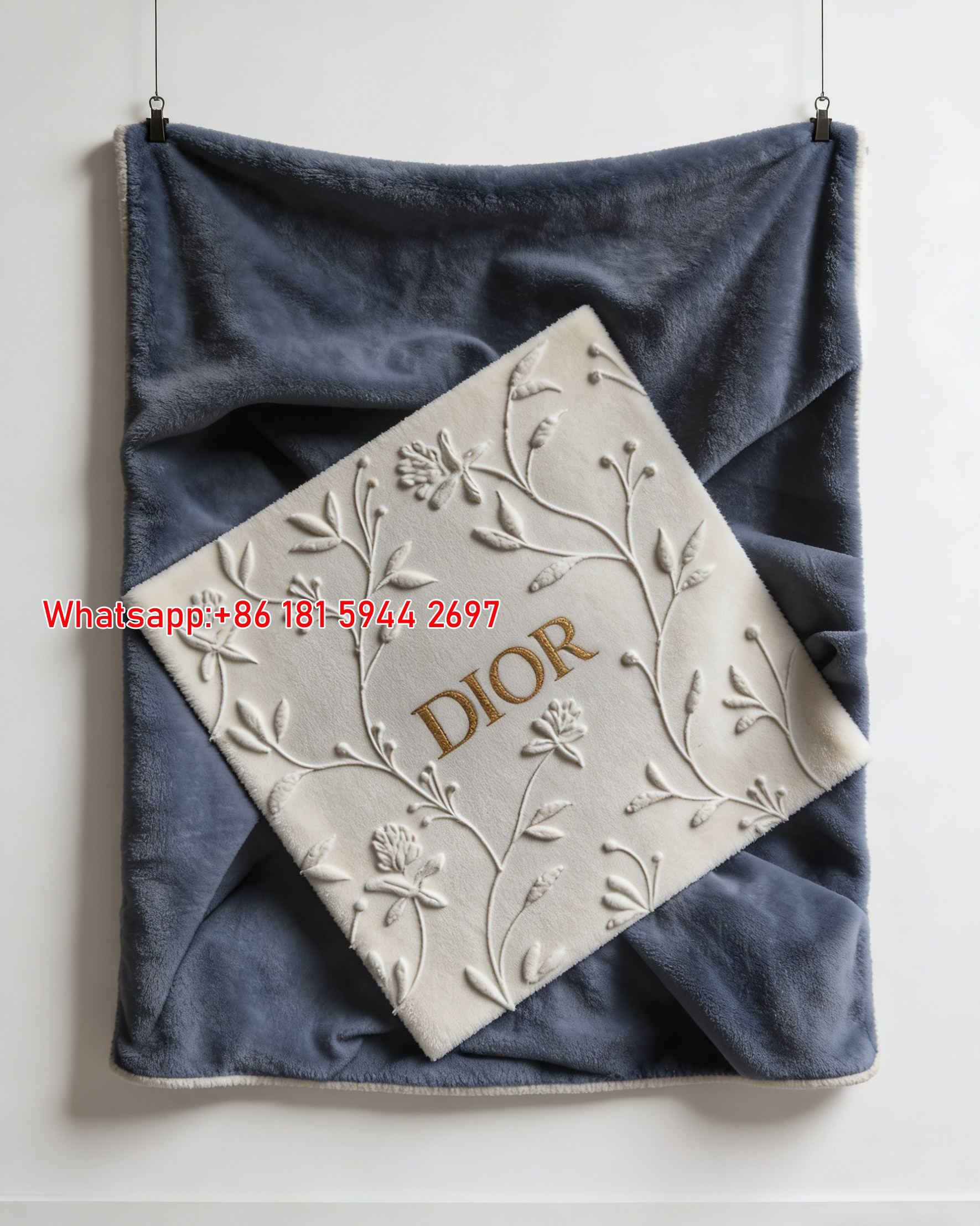 Miss Dior Black Floral Perfume Flannel Sofa Throw Blanket D240